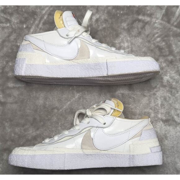 Nike Blazer x Sacai Low White Patent Leather Retro Sneakers Mens 8 DM6443-100 main image 13